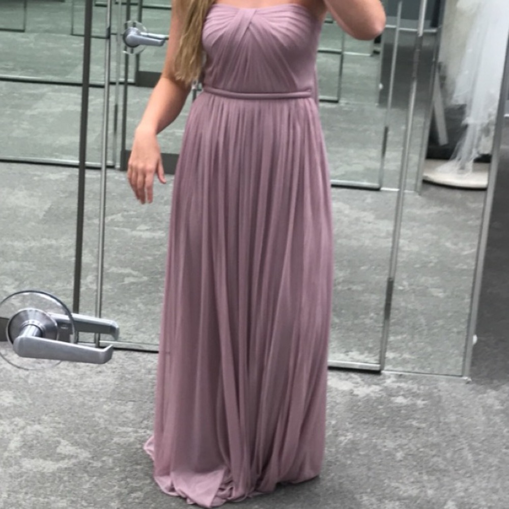 David's Bridal Mauve Strapless Maxi Gown